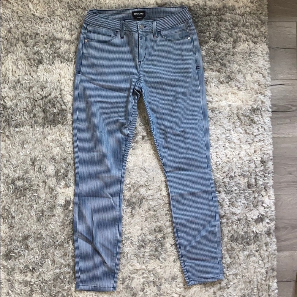 Pin stripe Bebe skinny.